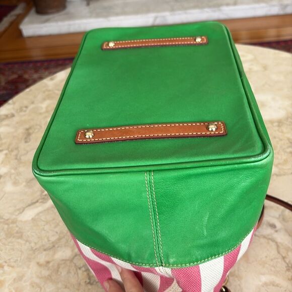 Dooney & Bourke O Ring Tote Bag Pink & White Canvas & Leather - Picture 11 of 17